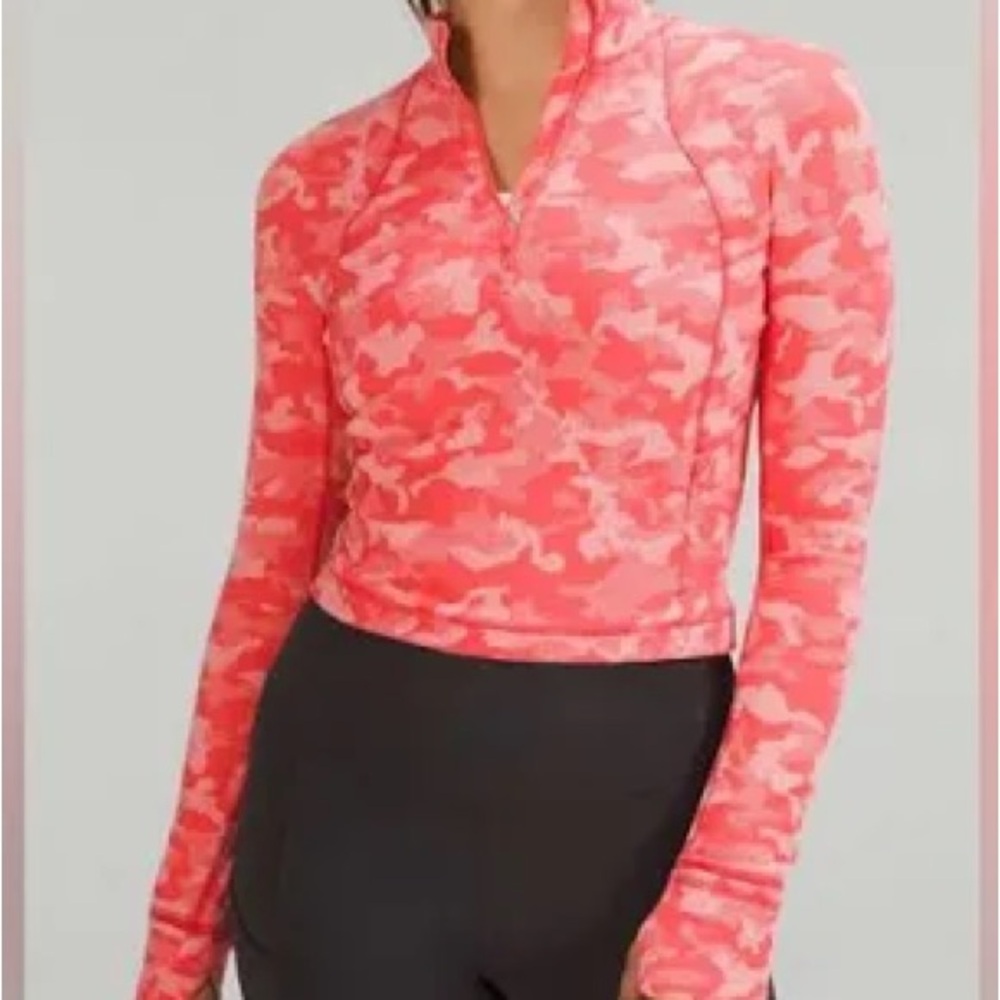 lululemon athletica Pink Camo Half-Zip Long Sleeve Top
